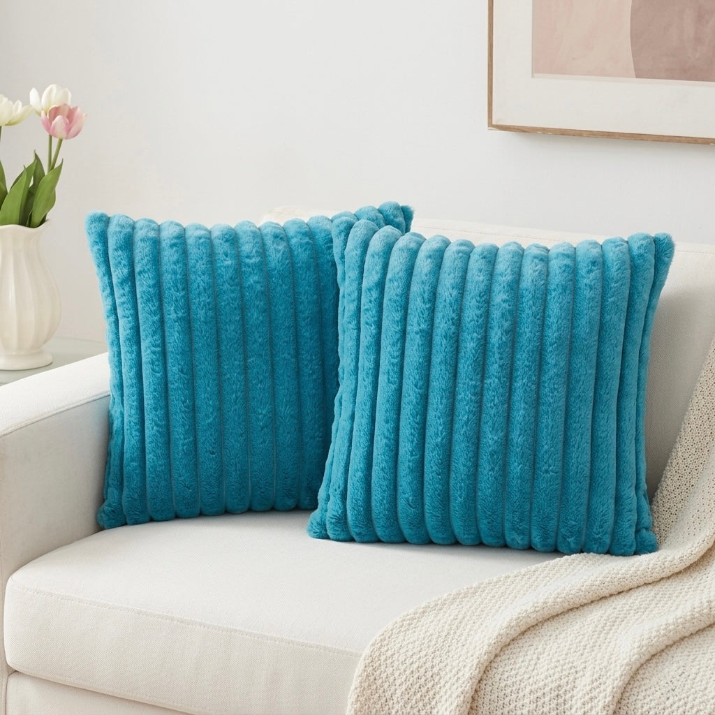 Soft Striped Plush Throw Pillowcase
