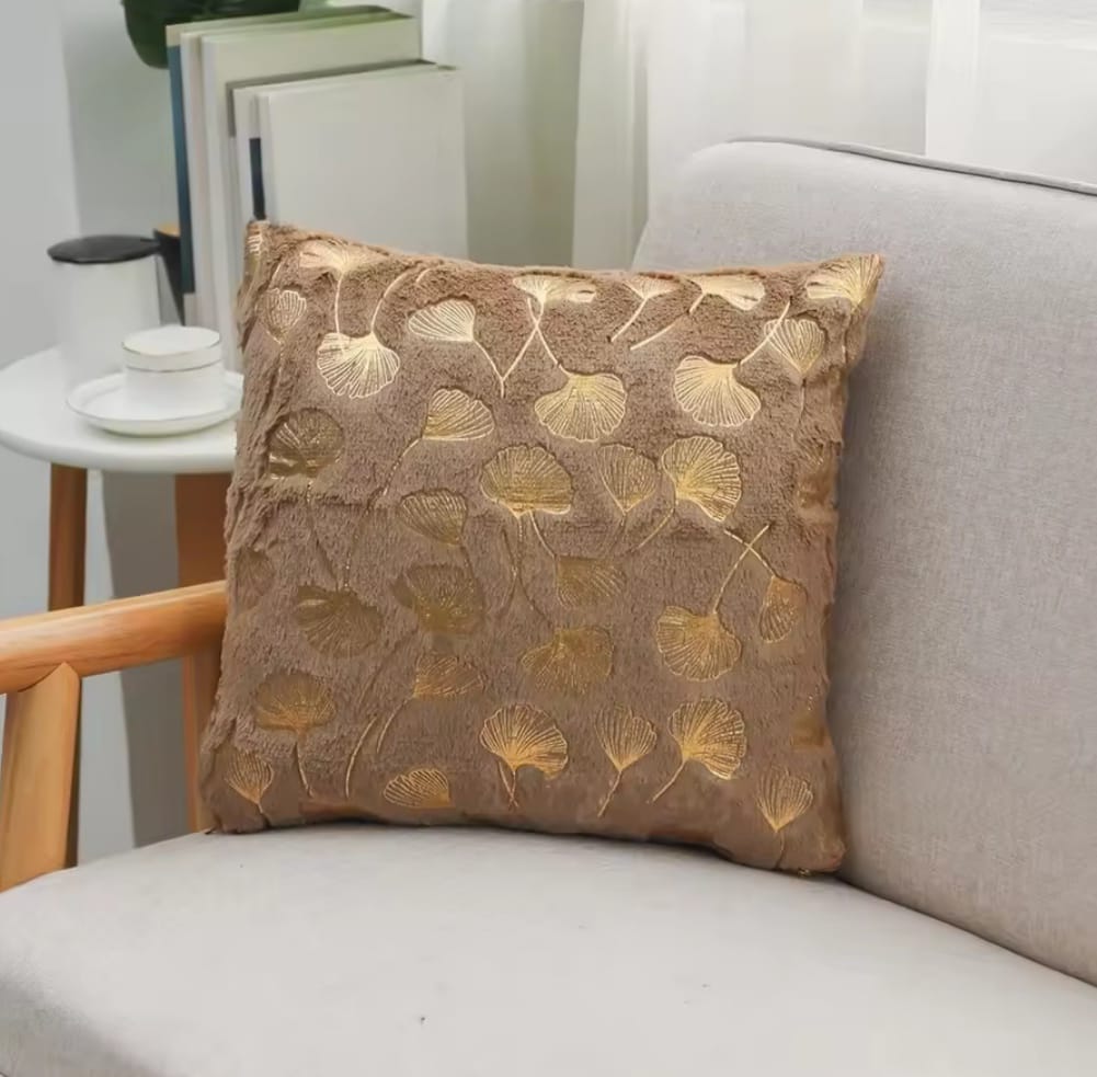 Metallic Gold Botanical Accent Pillowcase