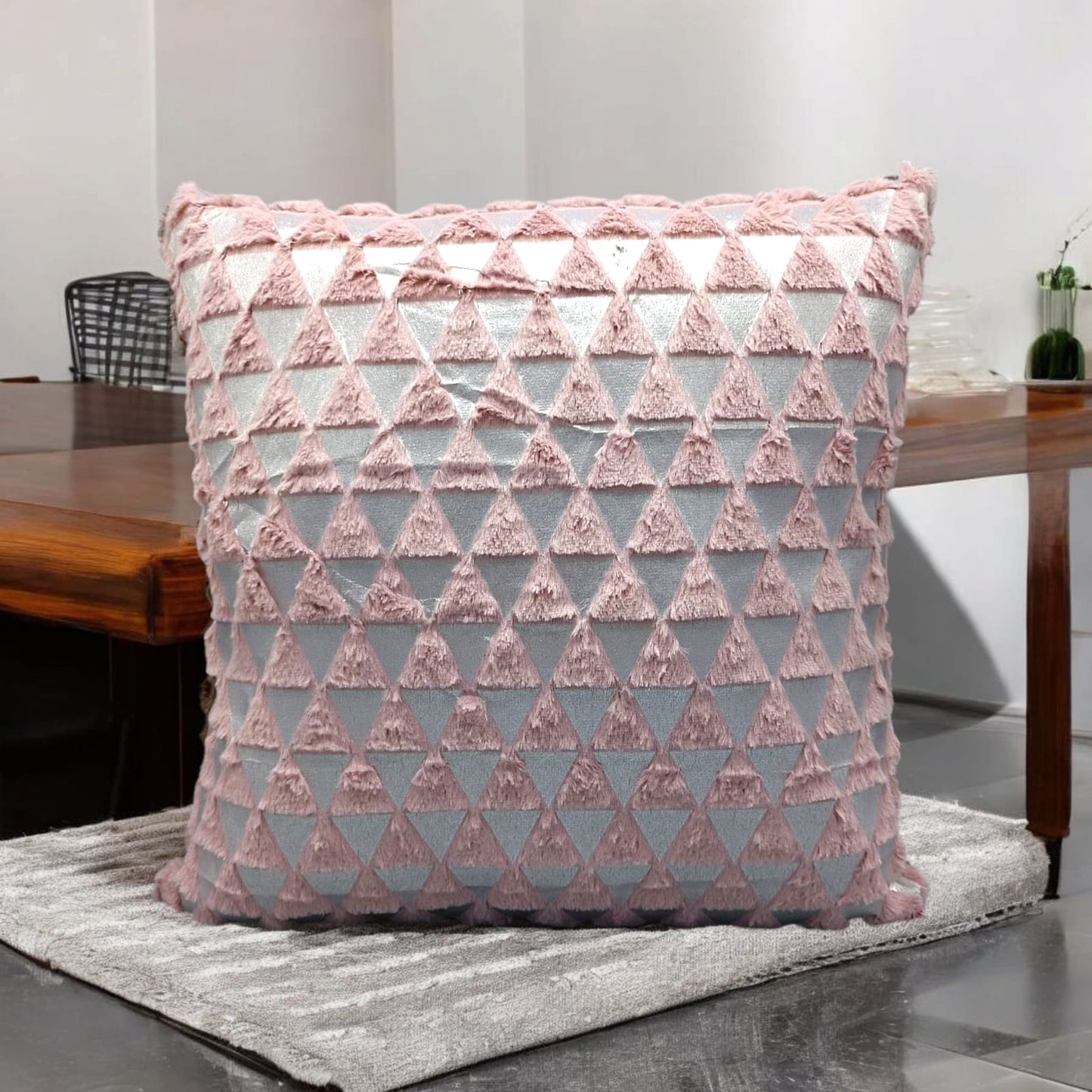 Geometric Plush Throw Pillow Cover