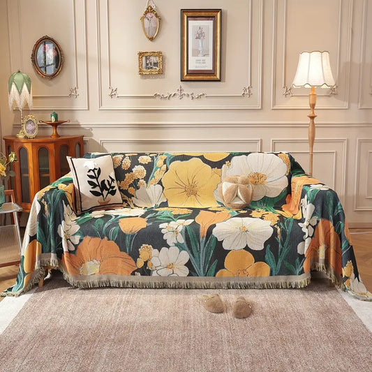 Cozy Boho Floral Design Sofa Cover | B34