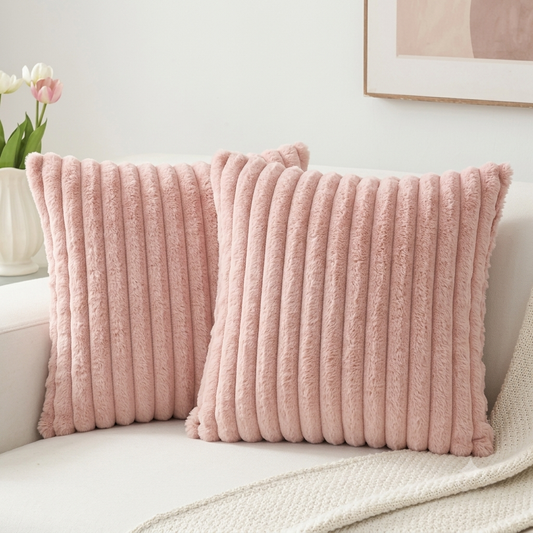 Soft Striped Plush Throw Pillowcase