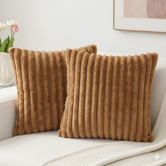 Soft Striped Plush Throw Pillowcase