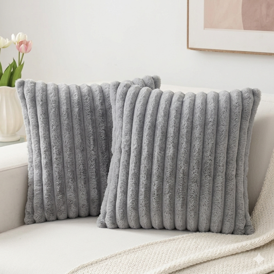 Soft Striped Plush Throw Pillowcase