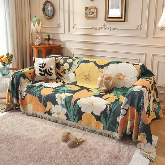 Cozy Boho Floral Design Sofa Cover | B34