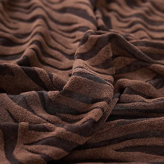 Zebra Velvet Dark Brown Sofa Cover