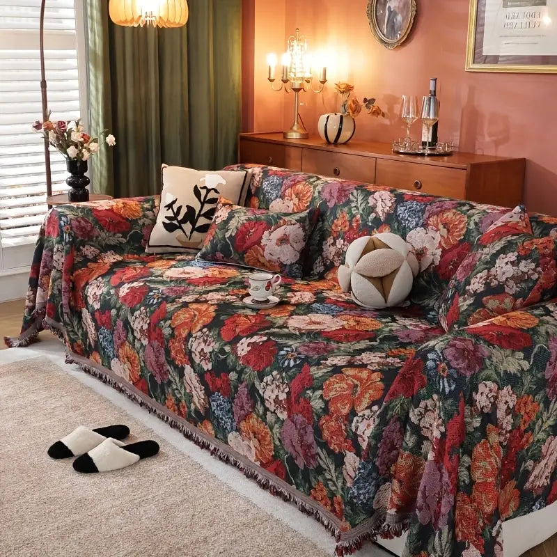 Floral Red Flower Sofa Cover | B15