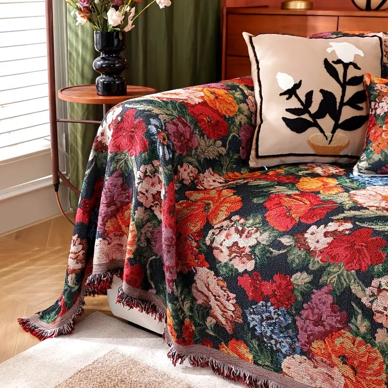 Floral Red Flower Sofa Cover | B15