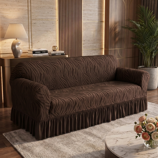 Zebra Velvet Dark Brown Sofa Cover