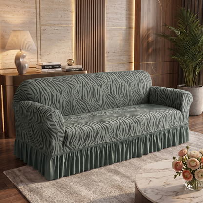 Zebra Velvet Grey Sofa Cover