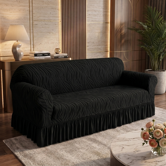 Zebra Velvet Black Sofa Cover