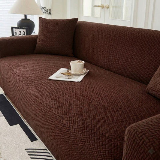 Stripe Jacquard Brown Sofa Cover