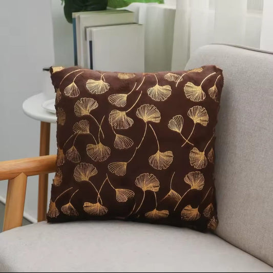 Metallic Gold Botanical Accent Pillowcase