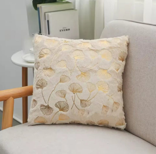 Metallic Gold Botanical Accent Pillowcase