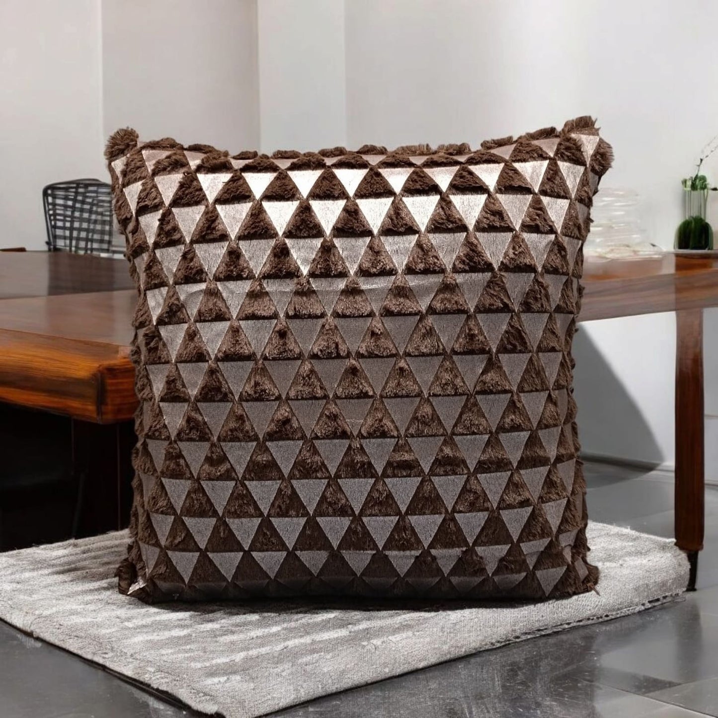 Geometric Plush Throw Pillow Cover