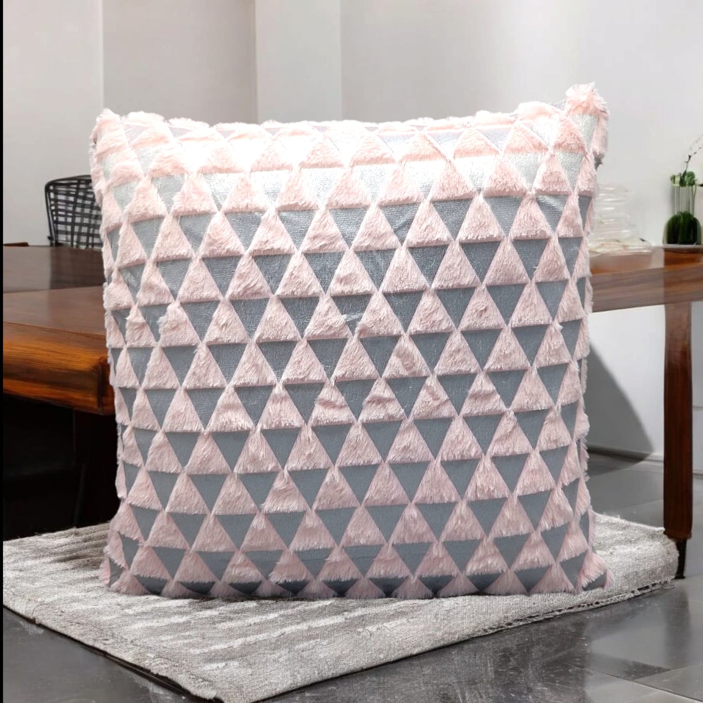 Geometric Plush Throw Pillow Cover
