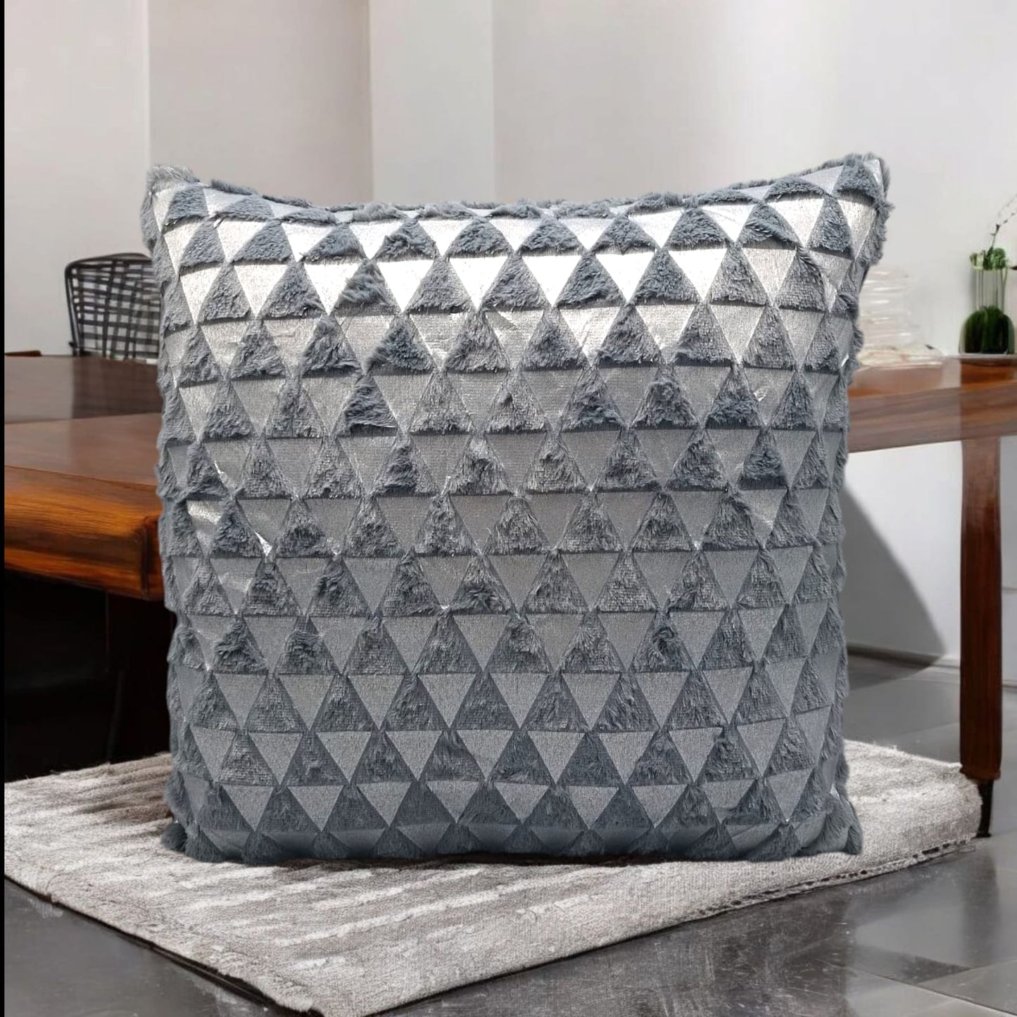 Geometric Plush Throw Pillow Cover