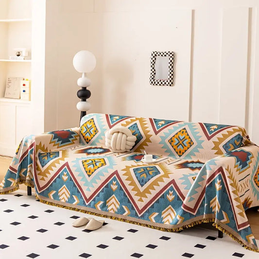 Colorful Geometric Chenille Sofa Cover | B6